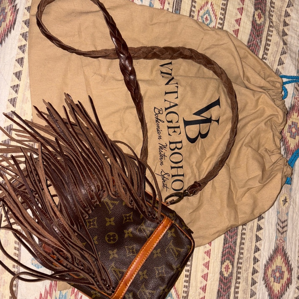 Vintage Boho Brown Crossbody Bag with Fringe